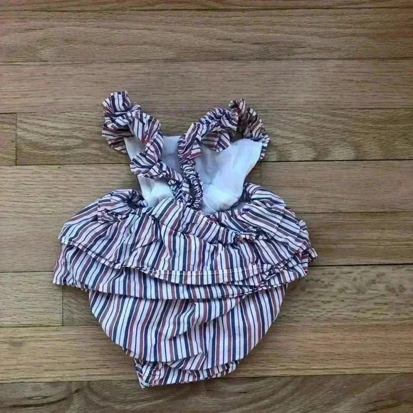 Janie and Jack BABY STRIPED AMERICANA RUFFLE ROMPER SIZE 3-6 MONTH - Picture 4 of 9